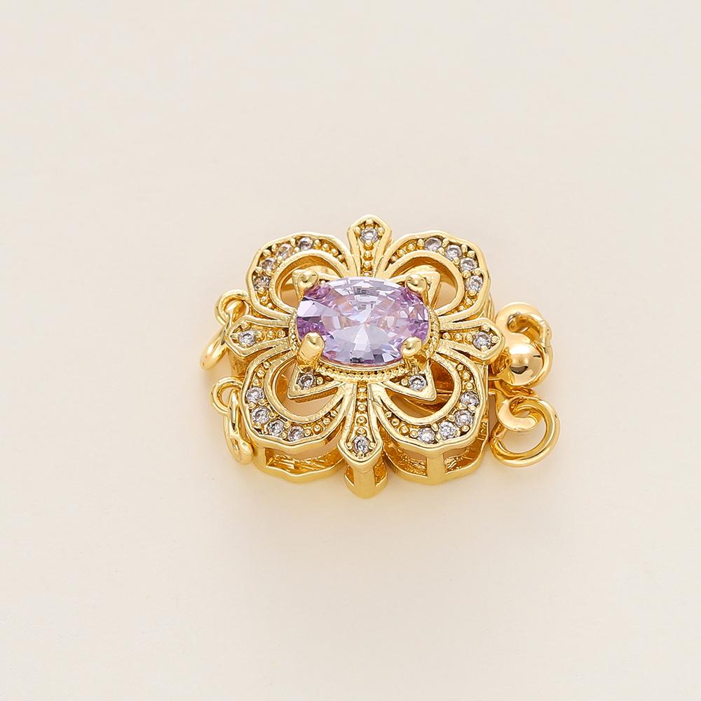 1/2Pcs/Pack 14/18K Gold Plated Inlaid Zircon Connector End Caps Fastener Clasps for DIY Jewelry Bracelet Making Accessories