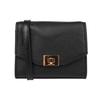Cassie Solid Color Gold Buckle Flap Pebbled Leather Messenger Bag Women Bags Black 35H8GT6C5L-BLACK