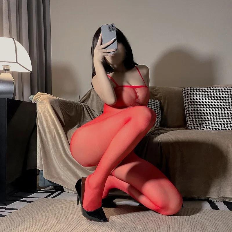 Black Silk Strapless Lingerie Stockings Sexy Full Body Fun Time Strap-On Pantyhose Tight Fit One-Piece Clothes For Women