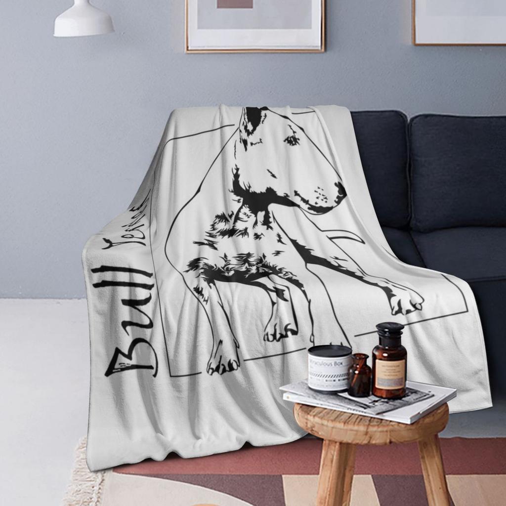English Bull Terrier Dog Portrait Portrait Blanket Soft Warm Flannel Throw Blanket Cover for Bed Living room Travel Home Couch