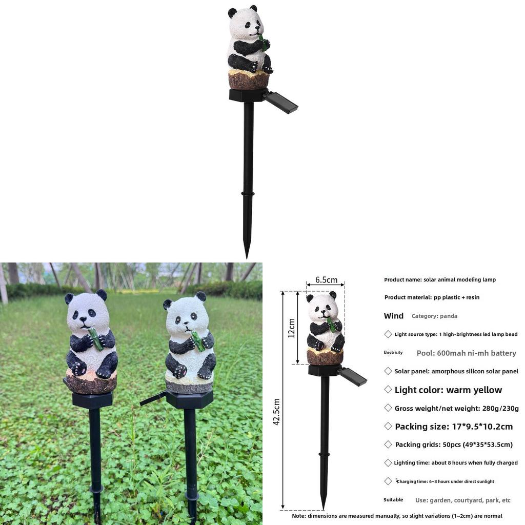 Solar Panda Lawn Decor Resin Animal Landscape Light With Energy Efficient Led For Garden Pathway