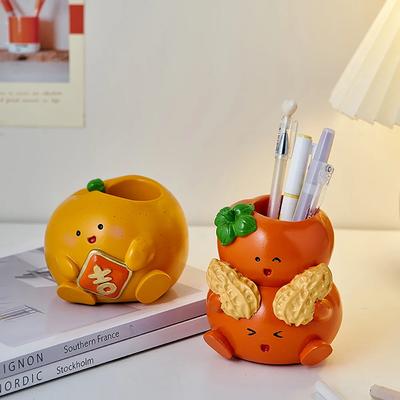 Individualistic Fruit Pen Holder Children's Desk Storage Desk Decorative Storage Resin Lucky Personality Pen Holder