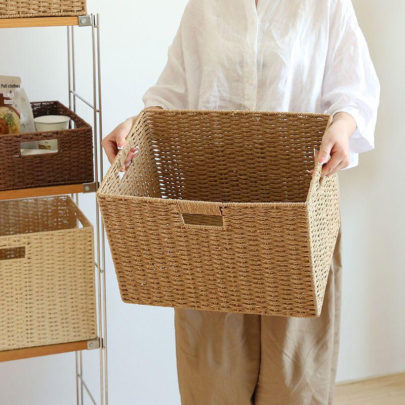 Japanese Style Large Rattan Storage Basket for Clothes, Toys, and Snacks