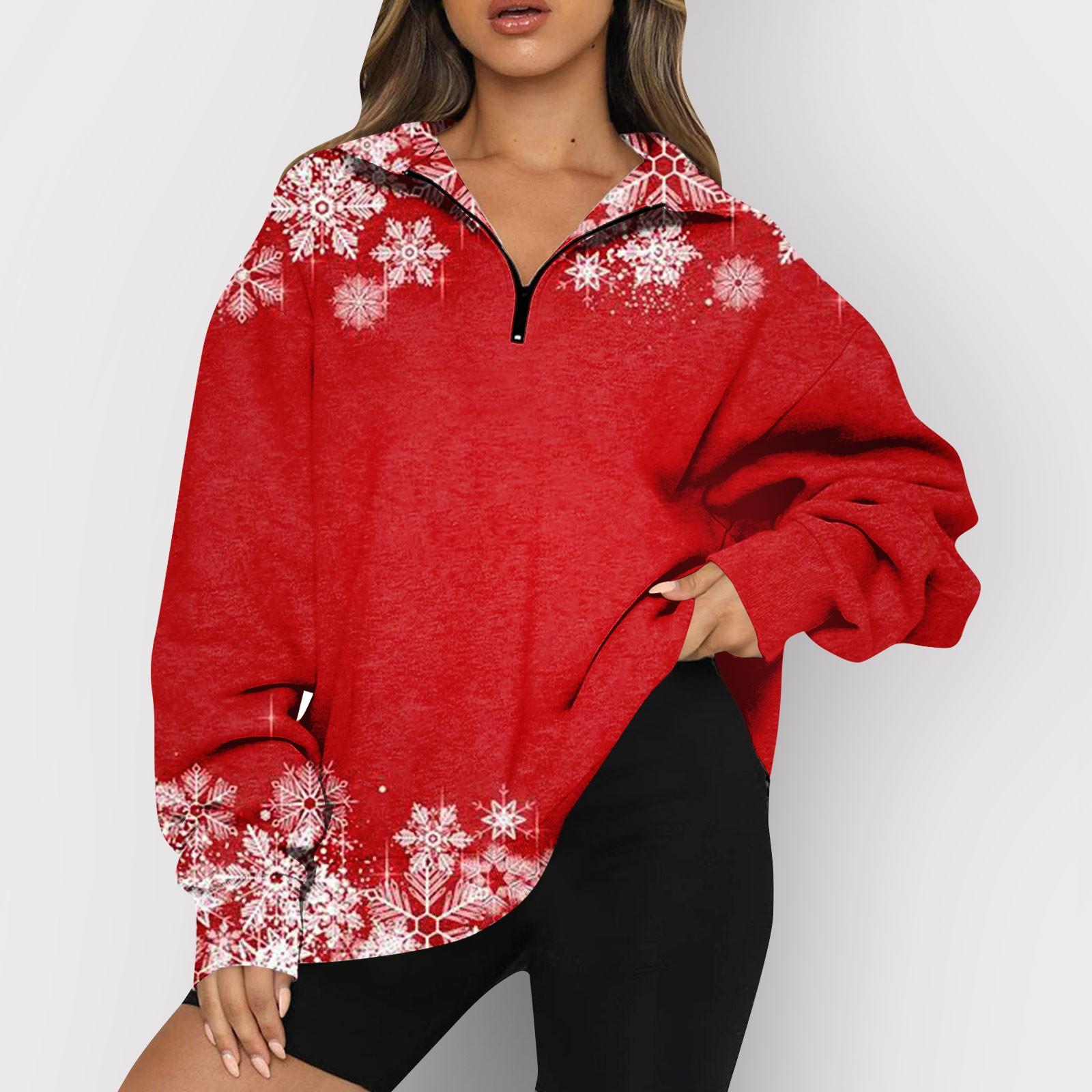 

Женские толстовки-свитшоты с застежкой-молнией 1/4, легкие толстовки с длинными рукавами и рождественским принтом, модная толстовка с капюшоном и заниженными плечами L разноцветный