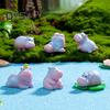 Miniature Hippopotamus Figurine Mini Cartoon Hippo Ornament DIY Microlandscape Fairy Garden Animal Resin Statue Decoration Ornament