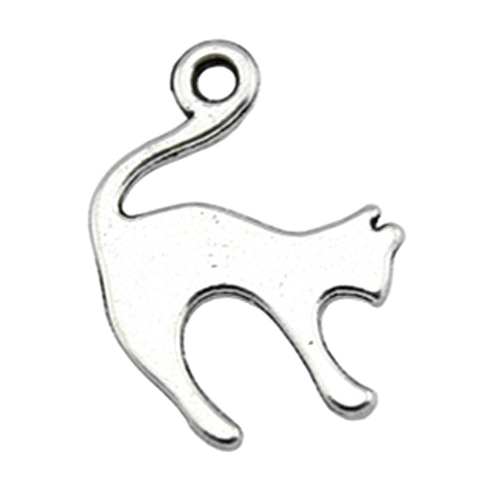 

20шт Кошка Шармы Амулеты Античное серебро Цвет Цинковый сплав 19X14mm
