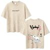 Gewaschenes Vintage Anime Vagabond Miyamoto Musashi Kirschblüten Grafik T-Shirt Herren Damen Lässiges Oversized T-Shirt 90er Jahre Streetwear