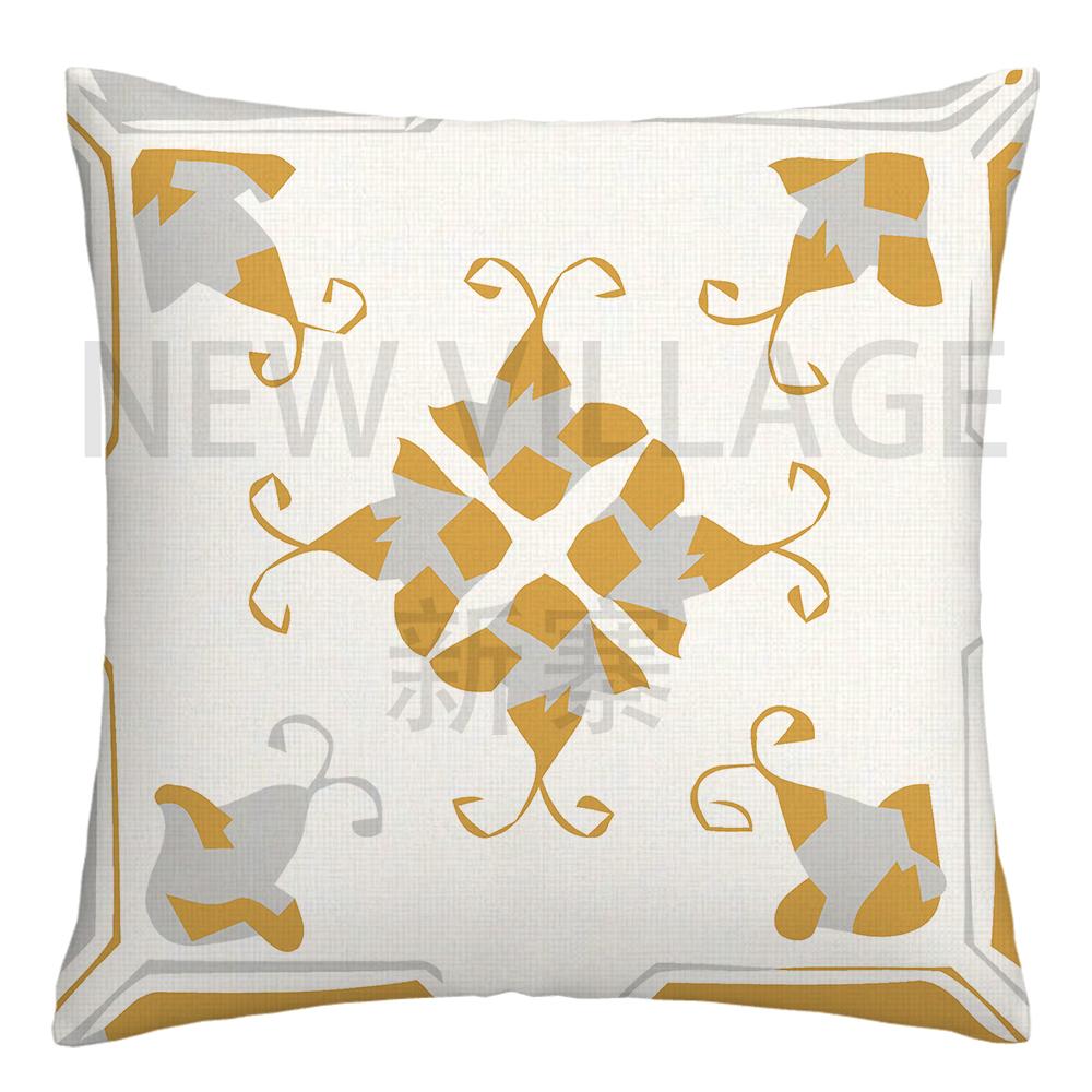 Yellow white geometric linen pillowcase sofa cushion cover home decoration can be customized for you 40x40 45x45 50x50 60x60