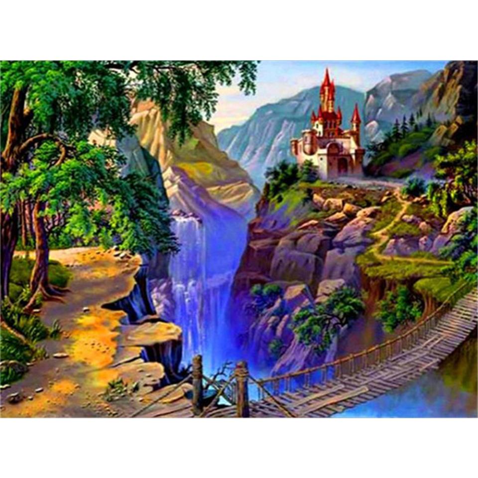 5D DIY full Round diamond painting &quot;landscape&quot; diamond embroidery cross stitch kit rhinestone picture decoration gift