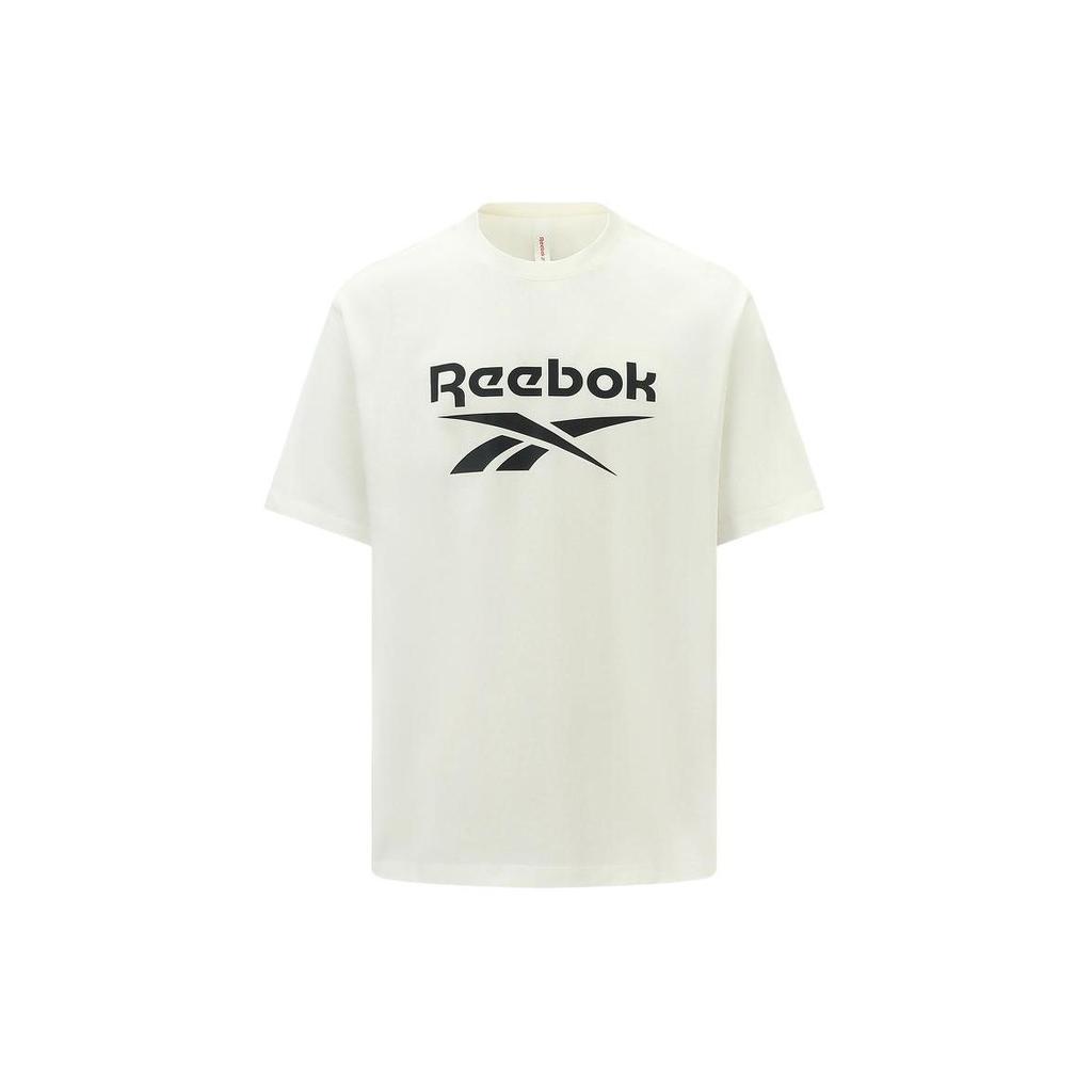 Reebok Logo Print Sports Casual Short Sleeve T-Shirt Unisex Tops White 24SRM409UGW1