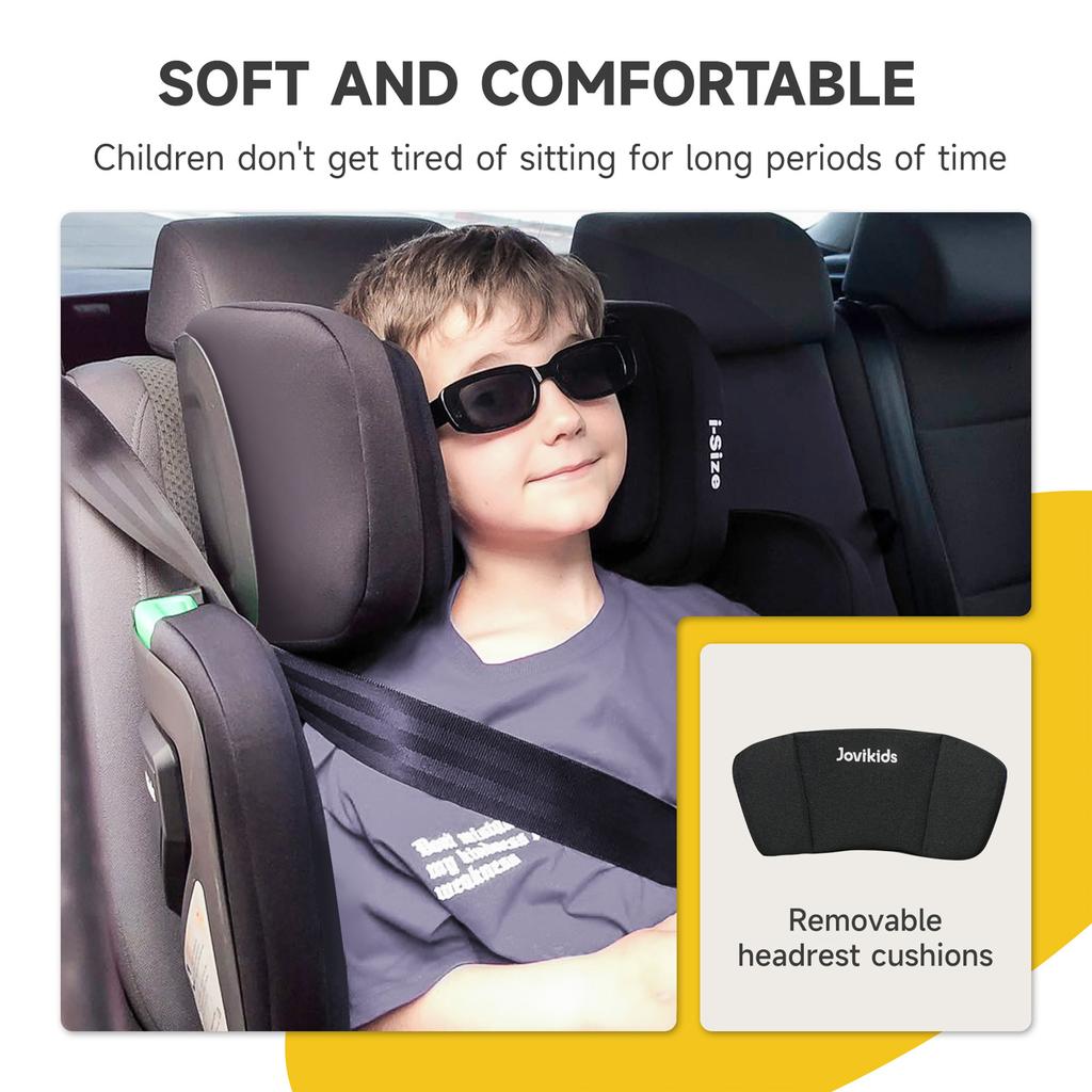 Rober i-Size Booster Car Seat, ISOFIX, 100-150cm (3-12 Years), Adjustable, ECE R129, Black