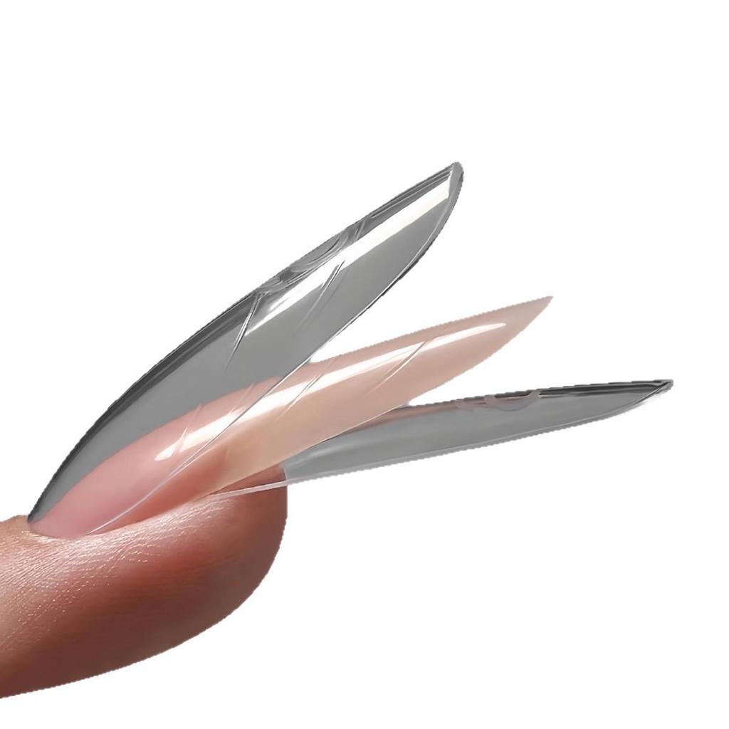 240-Piece Transparent Oval Sandwich Nail Extension Mold Set - No Paper Holder Needed