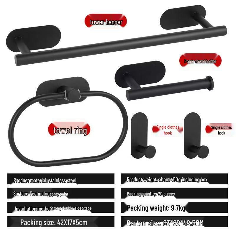 Stainless Steel No-Drill Bathroom Tissue & Towel Holder Rack