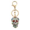 Halloween Skull Keychain Charm, Floral Skull Bag Charm with Alloy Hardware, Lobster Clasp and Round Key Ring for Keys