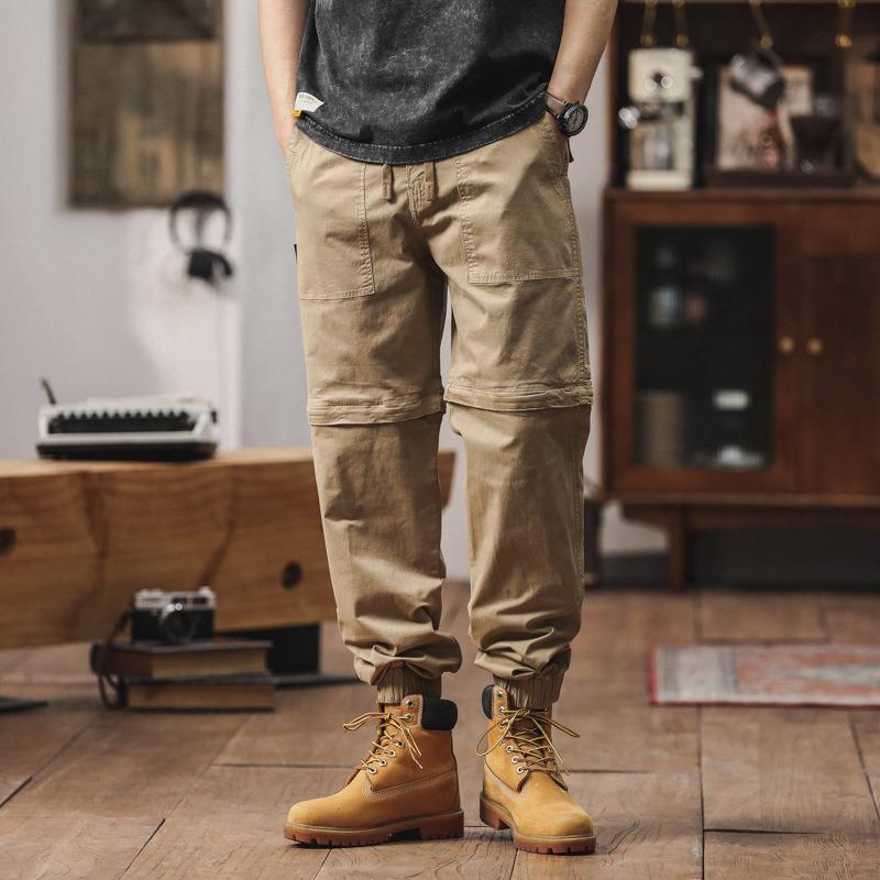 

Men s overalls removable two wear loose casual pants multi-functional pants trendy brand men s senior sense 40 хаки