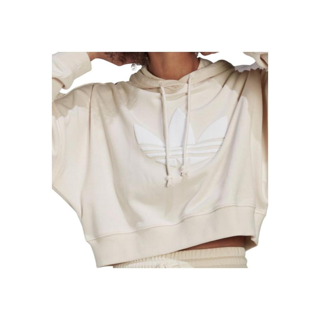 Adidas Originals Clover SS22 Solid Color Big Logo Hoodie Women Hoodie Yellow White HU1610