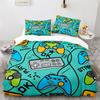 Gamepad Duvet Cover Set Yellow Background with Buttons Boys Playroom Decoration King Size Polyester Quilt Cover with Pillowcases