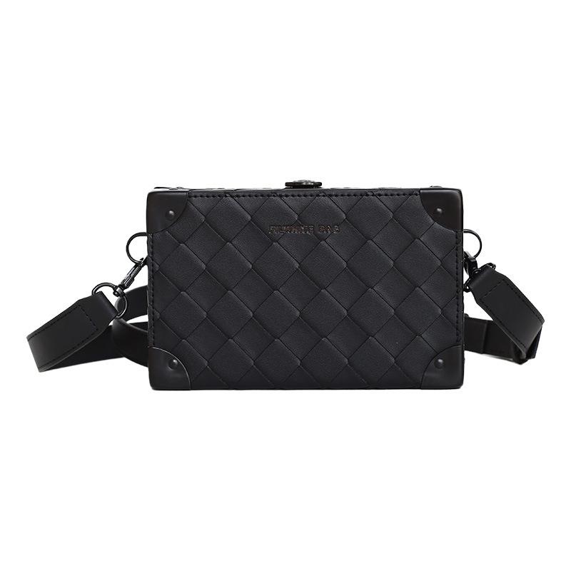 

Сумка-коробка 2025 новая корейская версия модный нишевый дизайн сумка на плечо ins пара повседневная универсальная сумка-мессенджер плетение чёрный