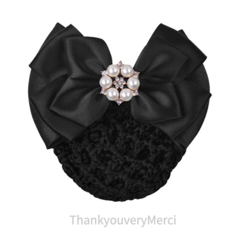 Black Ribbon Nurse Hair Net Flight Attendant Interview Hair Net Hairpin