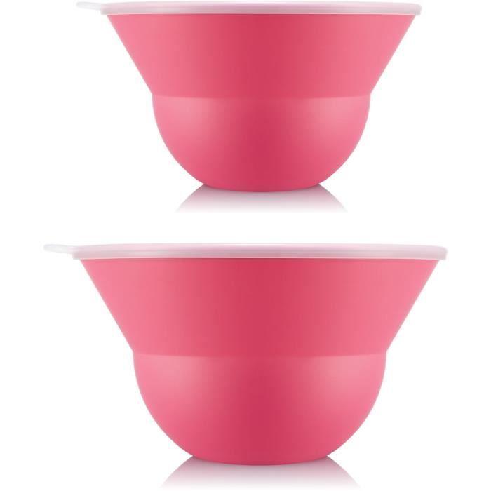 Ensemble de 2 saladiers 3 l et 4.9 l avec couvercle silicone - BODUM - Topee - Bubblegum