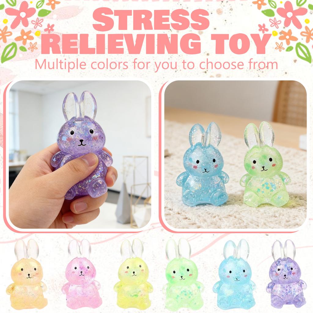 Cartoon Cute Rabbit Fidget Toys Soft Glitter Bunny Squeeze Stress Easing Toy Party Gift For Kids Adults Office Desktop Decor