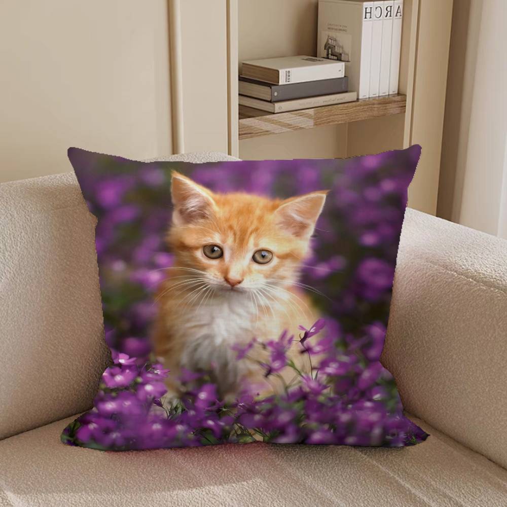 

Cute Cat Pillow Covers Cartoon Sofa Decorative Home Double-sided Printing Short Plush Cute Cushion Cover 12x12Inch