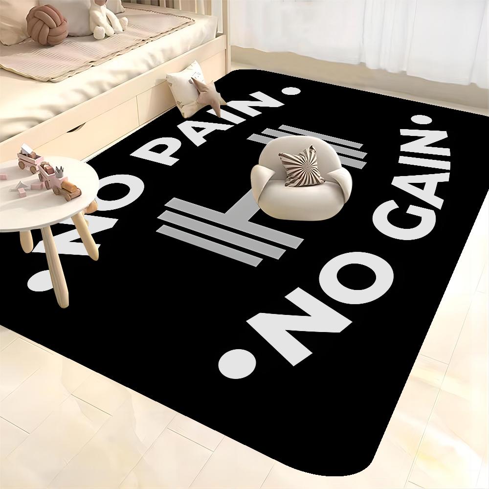 No Pain No Gain GYM Room Mats Washable Non-Slip Living Room Sofa Chairs Area Mat Kitchen Alfombra