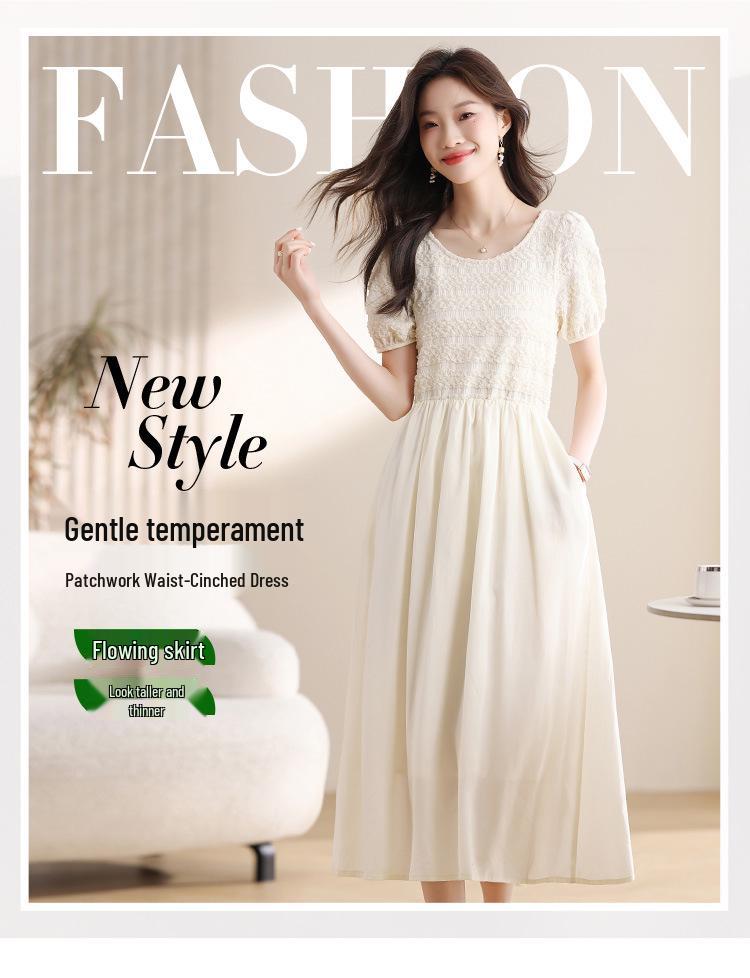 Vestido blanco drapeado de verano para mujer - Elegante diseño de inspiración francesa