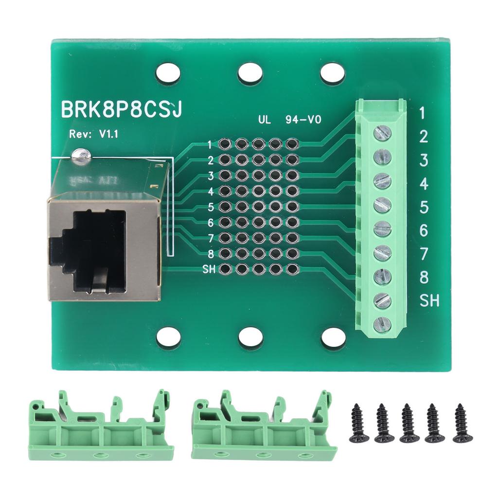 RJ45 Ethernet Connector Breakout Board 8P8C Network Port Screw Terminal Board with Bracket for Computers Routers