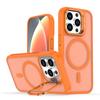 KEYSION Lens Stand Magnetic Phone Case for MagSafe for iPhone 13 14 15 Pro Max 15 Plus Matte Translucent Shockproof Back Cover