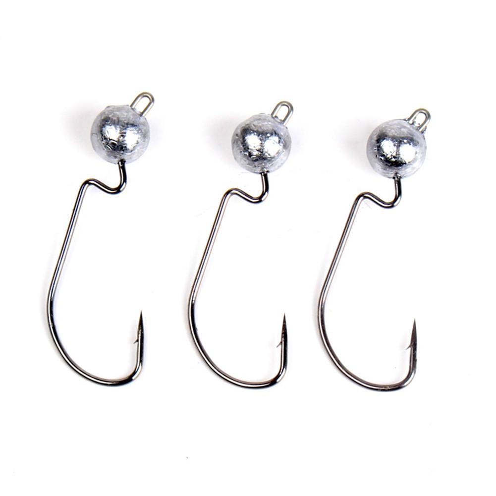 25pcs Jig Head Fishing Hook Wide Crank Offset Fishhook For Soft Worm Lure Barbed Carp Fishing Hooks