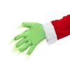 Monster Santa Costume Set - Green Beard, Furry Hat & Gloves For Halloween & Christmas Cosplay, Carnival Party Accessories