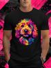 Vibrant Goldendoodle Face Graphic T-Shirt, Unisex Design for Summer 2025, Short-Sleeved, Made of 220