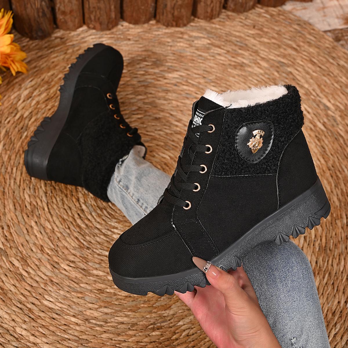 

Женские ботильоны Удобные Роскошные Зимние Ботинки Женские 2025 Мех Теплые Зимние Ботинки Женские Низкий Каблук Уличная Женская Обувь 35 чёрный