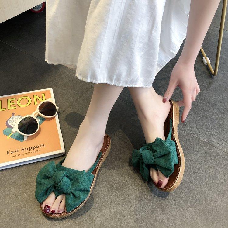 Slippers Women's Summer New Korean Version Flat Heel Fashion Outer Wear Bow Toe Cool Slippers