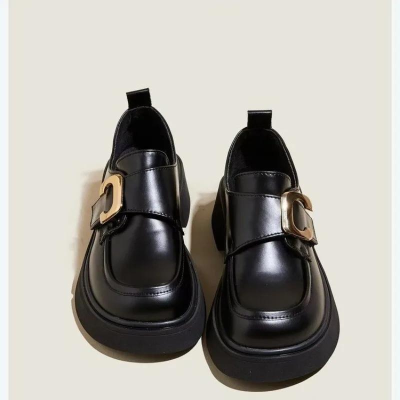 Ladies Shoes  Loafers Women's High Heels Fashion Office & Career Pumps Women Metal Decoration Round Toe Med Heel Shoes Women