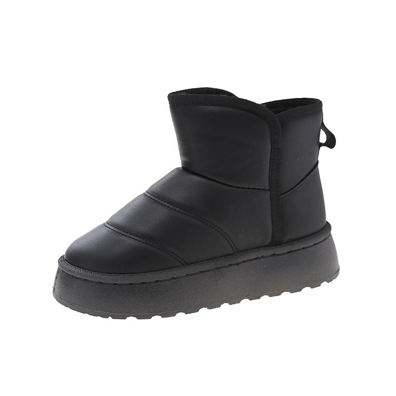 

Модные толстые и теплые походные ботинки с толстой подошвой, амортизирующие, средней высоты, женские хлопковые ботинки для активного отдыха, водонепроницаемые и нескользящие, зимние ботинки 41