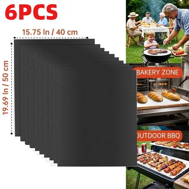 6 Stück BBQ Grillmatte Antihaftmatte Hitzebeständige Grillmatte Outdoor Backen Wiederverwendbare Grillparty-Matte 40x60cm 40x50cm 33x40cm 30x40cm