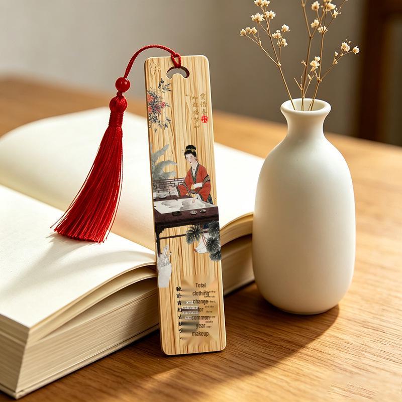 Twelve Beauties of Red Chamber Bamboo Bookmark Set – Cultural Souvenir & Artistic Gift for Graduates and Teachers
