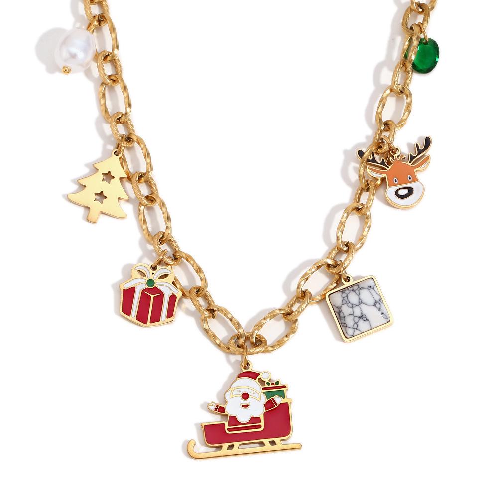 

Европейская и американская мода 18-каратная позолоченная мультяшная подвеска - цепочка из нержавеющей стали ручной работы на Рождество