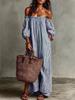 2026 European and American Independent Station Spring and Summer Women's Striped Shoulder Long Dress