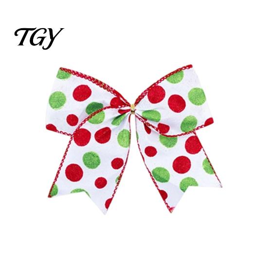 Reusable Seasonal Party Supplies 2Pcs Christmas Polka Dot Bow Decor, European Style Ribbon Ornament for Tree Topper Decorations Gift Box Wreath,