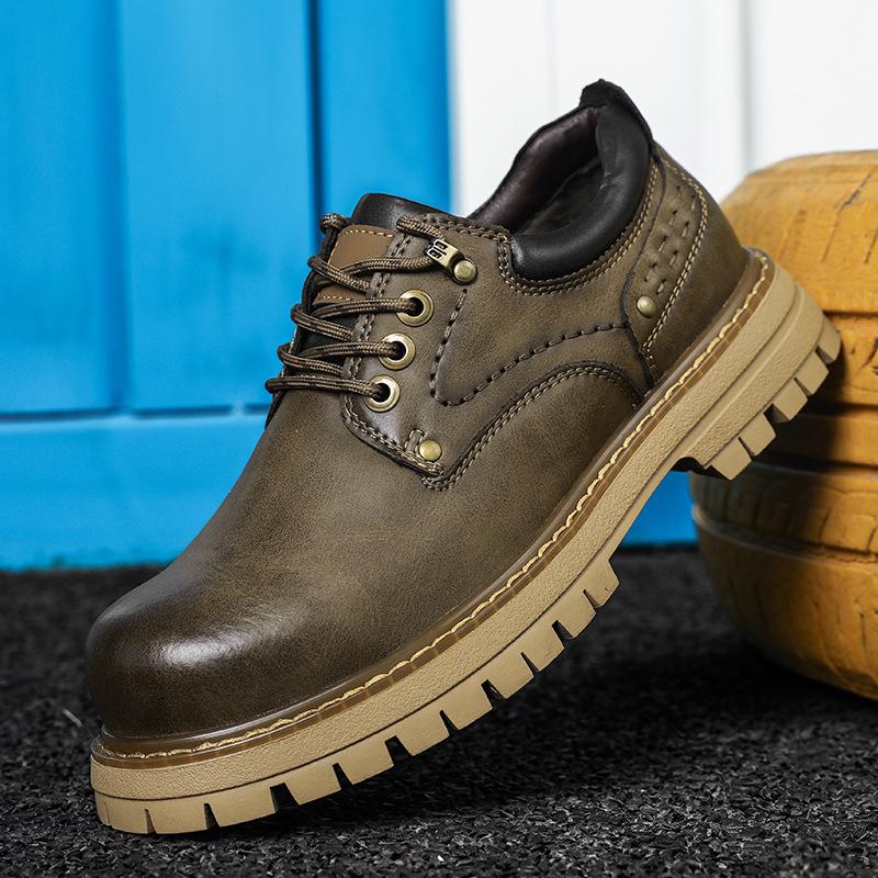 Pánské kotníkové boty, nízké pracovní boty, 2025 nové outdoorové boty v retro stylu, ležérní, všestranné, s velkou špičkou, trendy boty