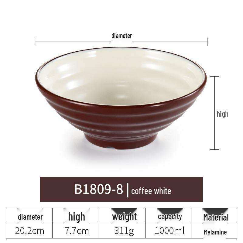 Net Celebrity Melamine Ramen Bowl: Two-Tone Creative Design, Large, Ideal for Mala Tang and Rice Noodles