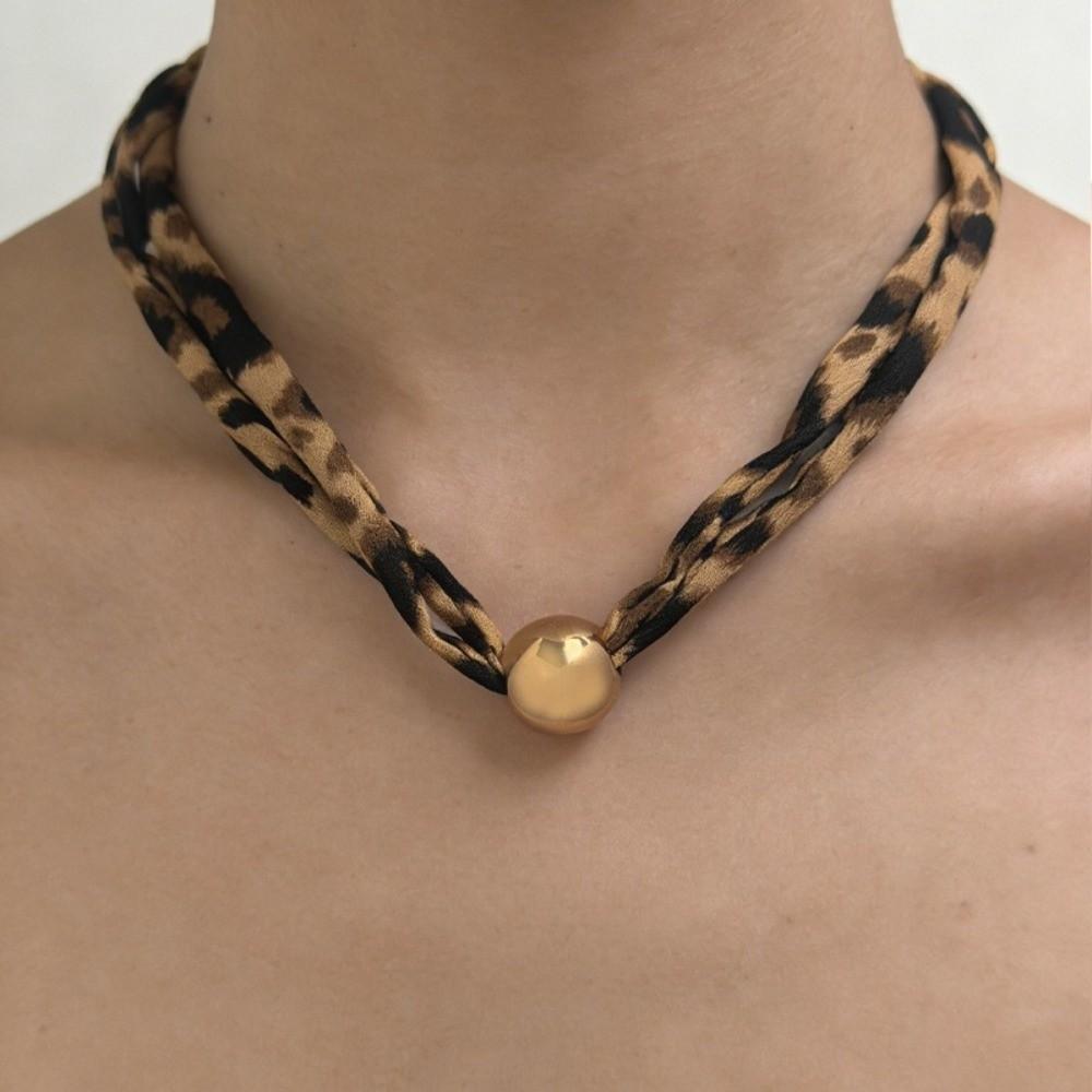 Charm Leopard Choker Bohemia Style Leopard Cloth Strip Necklace Starfish Pendant Necklace  Gift