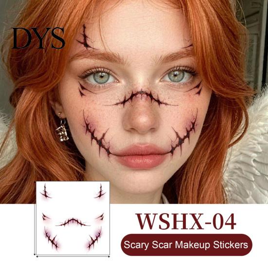 Sensitive Skin Safe Tattoos Halloween Temporary Face Tattoos, Realistic Scary Makeup Stickers, Waterproof Water Transfer Skull Patterns Decals,