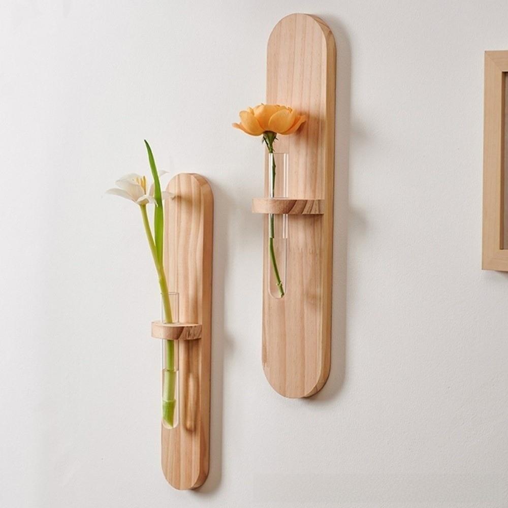 Wooden Wall Mounted Planter Vase Water Plant Tube Stand Wall Decoration Wall Decoration