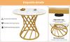 Dining table set (5-piece), round kitchen table with 80 cm diameter and golden metal legs, white MDF tabletop, dark grey velvet dining chairs