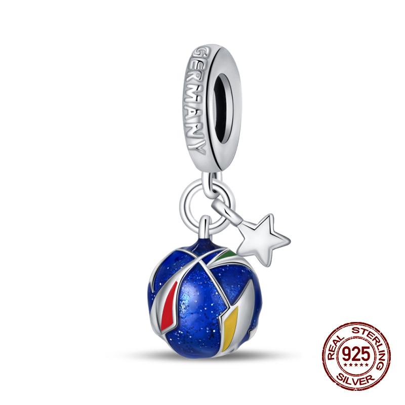 Sports Series Charm Jewelry Football Beads 100% Copper Pendant Fit 3Mmoriginal Bracelets Diy Souvenir Gift