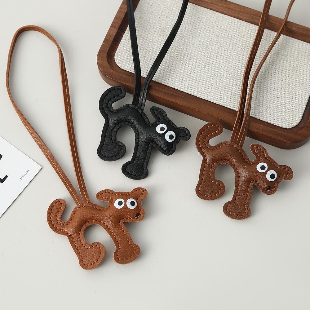 Puppy leather pendant DIY jewelry accessories leather three-dimensional cotton-filled bag pendant keychain leather small pendant